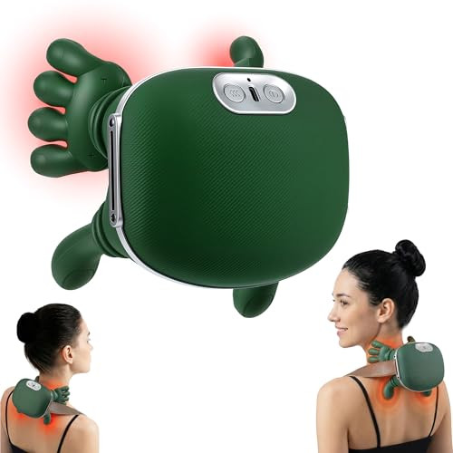 Bekiralass Shoulder And Neck Massager With Heat, 4D Deep Tissue Massage With Finger Pressure For Back, Neck & Shoulder, Portable Compact Design To Relieve Muscle Fatigue And Stiffness, Green