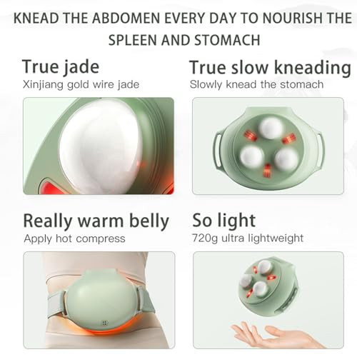 Cofamuthr Wireless Heated Abdominal Massage Belt With Natural Jade Massage Heads Cordless Waist Massager With Gentle Heat & Rotating Massage Adjustable Fit For Daily Relaxation At Home Or Office