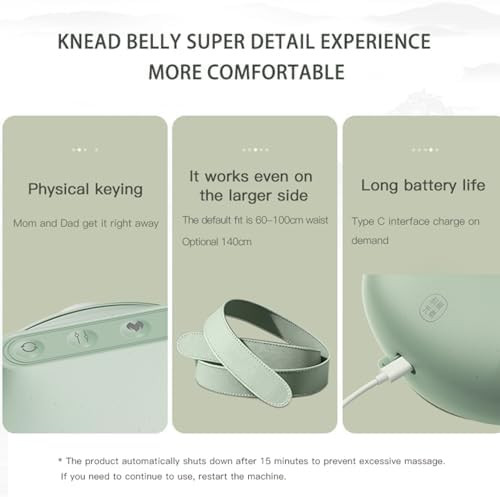 Cofamuthr Wireless Heated Abdominal Massage Belt With Natural Jade Massage Heads Cordless Waist Massager With Gentle Heat & Rotating Massage Adjustable Fit For Daily Relaxation At Home Or Office
