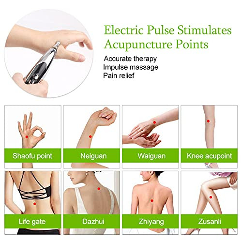 Hkrhsy 5-In-1Electronic Acupuncture Pen Electric Meridians Therapy Heal Massager Meridian Energy Pen Relief Pain Tools
