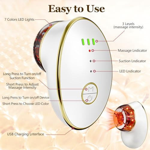 Jaxbo Facial Cupping Set For Face, 3 In 1 Microcurrent Facial Device, 7 Color Led Lymphatic Drainage Massager For Face Skin Tightening & Depuffing, Double Chin Reducer