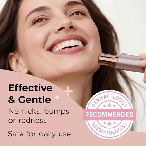 Kradaa Facial Hair Removal For Women: Electric Face Razor With Led Light - Painless & Instant Results Mini Shaver For Travel Use With 4 Heads