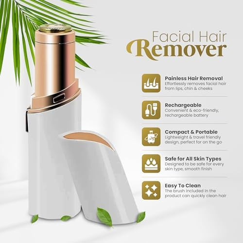 Green Cosmos Facial Hair Remover For Women Gentle & Painless Removal For Peach Fuzz Lip & Chin Usb Rechargeable