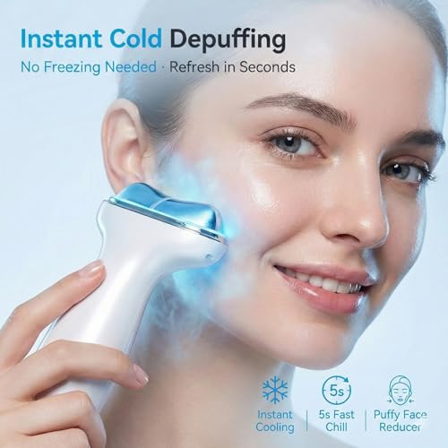 Glowfars Cold Heat Facial Massager For Face & Neck, Wireless Face Massager Tool With Gua Sha, Face Sculpting Tool To Reduce Puffiness, Tighten Jowls, Lift & Glow, Gentle Daily Skincare Device