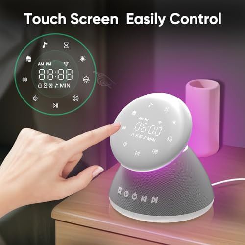 Vlanxie White Noise Sound Machine For Sleeping, 50 Non-Looping Soothing Sounds, 7 Color Night Light With Adjustable Brightness, Timer & Alarm Clock, Touch Screen Control For Baby, Kids, Adults, Home&Travel