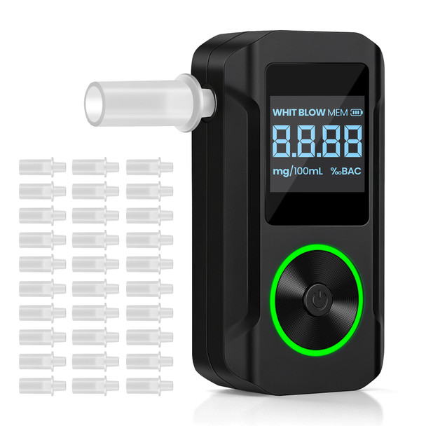 Vxf Breathalyzer, Portable Alcohol Breathalyzer Tester With Lcd Display & Indicator Ring, Professional-Grade Accuracy, Includes 30 Replaceable Mouthpieces, For Personal & Party Use