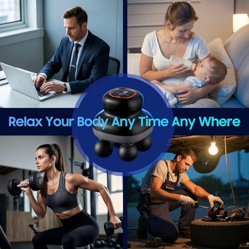 Joysuwerun Massage Gun Electric Body Massager With 4 Heads Handheld Percussion Muscle Massager Deep Tissue Back Massager For Muscle Relaxation Powerful Full Body Electric Massager Tool For Men And Women
