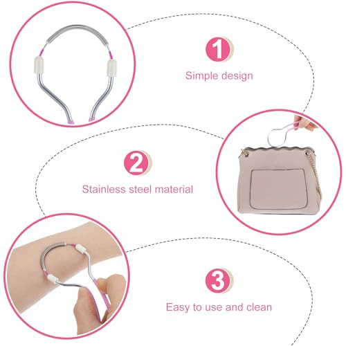 Elegaperma Hair Removal Spring, Spring Epilator Facial Hair Removal Tool, Reusable Facial Threading Hair Removal With Loop,Straight Shapes For Lip Cheek Brow Hairs 4 Pcs