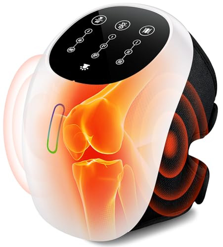 Msfoot 4 Kneading Cushions Knee Massager +1-Second Heat + Red Light Therapy | 3 Intensity Levels, Adjustable Straps Up To 18.9In | Cordless Joint Pain Relief For Arthritis, Athletes & Seniors