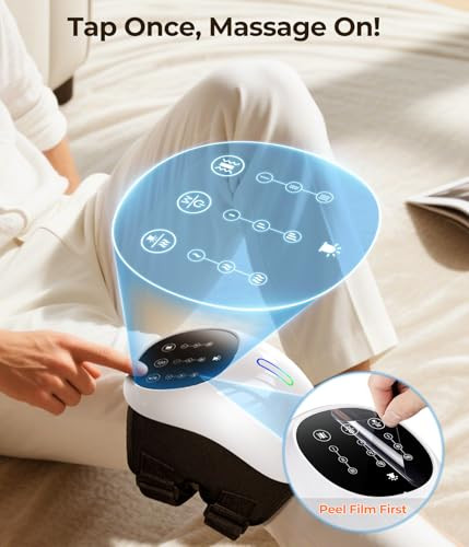 Msfoot 4 Kneading Cushions Knee Massager +1-Second Heat + Red Light Therapy | 3 Intensity Levels, Adjustable Straps Up To 18.9In | Cordless Joint Pain Relief For Arthritis, Athletes & Seniors