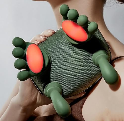 Kithouse Neck Massager With Heat, Shiatsu Neck And Back Massager With 4D Kneading For Shoulder And Cervical Pain, Relax Muscle Tension, Portable And Rechargeable For Home Or Office, Green