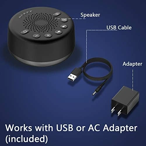 Easysleep Loudspeakers White Noise Machine With 25 Soothing Sounds And Night Lights With Memory Function 32 Levels Of Volume And 5 Sleep Timer Powered By Ac Or Usb For Sleeping (Black No Light)