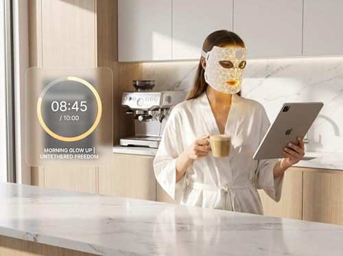 Jvv Red Light Therapy For Face, 7 Colors Led Facial Skin Care Mask, 10-Minute Auto Off, Wearable For Home Use, White