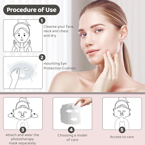 Jvv Red Light Therapy For Face, 7 Colors Led Facial Skin Care Mask, 10-Minute Auto Off, Wearable For Home Use, White
