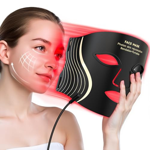 Kydj Red Light Therapy Mask For Face, 7 Colors Led Face Mask Light Therapy With Rechargeable Remote, Portable Anti-Aging & Skin Rejuvenation Device For Home Use Or Travel, Ideal For Women