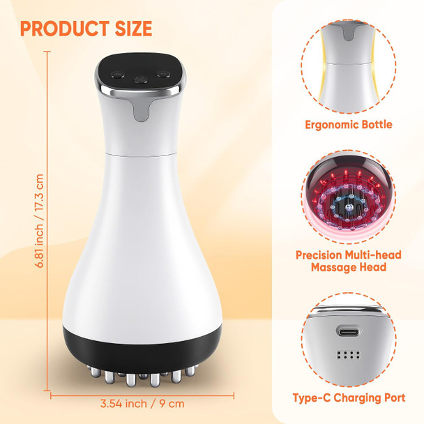 Multford Rechargeable Lymphatic Drainage Massager & Cellulite Massage Tool With 3000Mah,Fascia Blaster For Reduce Stretch Marks For Legs, Arms & Belly,Body Sculpting Machine With Microcurrent For Office Travel