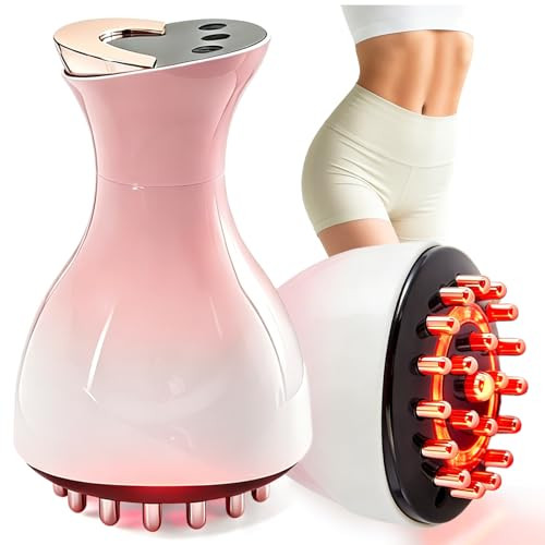 Kitusi Lymphatic Drainage Massager & Anti Cellulite Massage Tool, For Legs, Arms & Belly, Body,Helps Reduce Stretch Marks & Cellulite,With Microcurrent, Light Heat & Vibration - Pink