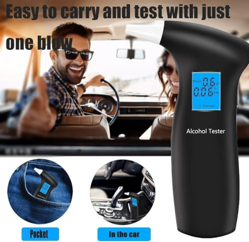 Zyncvibe Breathalyzer Alcohol Tester For Personal Use Portable Breath Alcohol Tester With Lcd Display, 12 Replaceable Mouthpieces Compact Alcohol Tester For Home Party a Travel