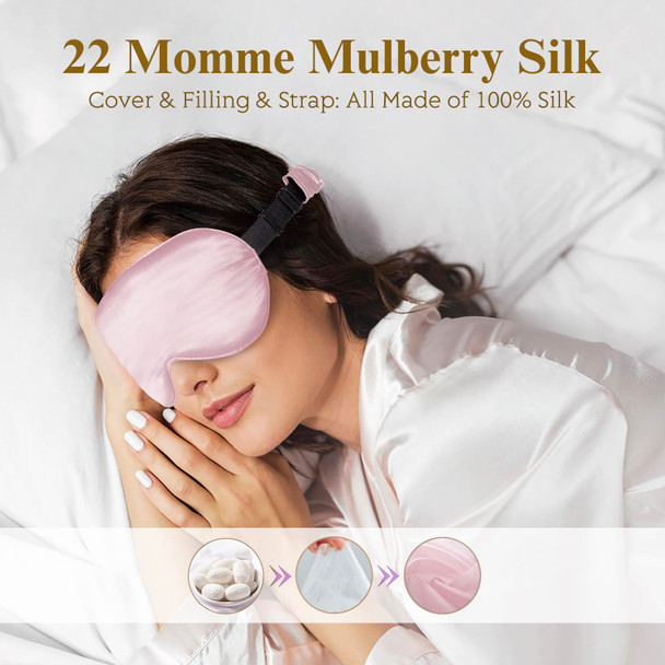 Beevines 3D Contoured Sleep Mask 22 Momme Mulberry Silk Sleeping Eye Masks, Weighted Eye Cover For Lash Extensions, Night Light Blocking Blindfold, 100% Blackout Satin Covers For Men & Women 2 Pack