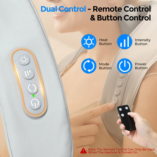 Ohiele Cordless Neck Massager With Heat For Pain Relief,6D Kneading Shiatsu Neck And Shoulder Massager Deep Tissue With Remote,Use At Home, Office, Car - s For Mothers Fathers Day(Cloud Gray)