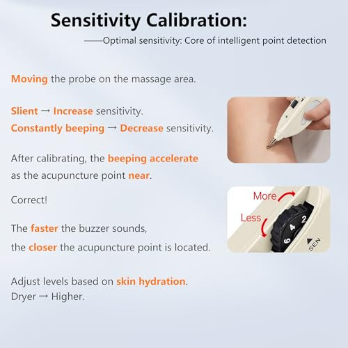 Leawell Electronic Acupuncture Meridian Pen Electric Acupoints Finder Acupressure Point Therapy Tool For Pain Relief With 3 Massage Heads, Rechargeable