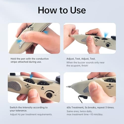 Leawell Electronic Acupuncture Meridian Pen Electric Acupoints Finder Acupressure Point Therapy Tool For Pain Relief With 3 Massage Heads, Rechargeable