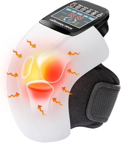 Holloii 4-In-1 Knee Massager Deep Heat Red Light Vibration & 3D Massage Cordless And Portable With Large Led Screen Ideal For Joint Pain Relief & Post-Workout Recovery For Families And Friends