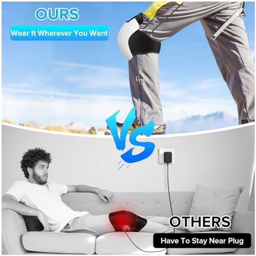 Holloii 4-In-1 Knee Massager Deep Heat Red Light Vibration & 3D Massage Cordless And Portable With Large Led Screen Ideal For Joint Pain Relief & Post-Workout Recovery For Families And Friends