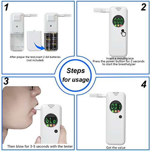 Qiruicomy Breathalyzer For Home And Party Use,2026 Upgraded Accuracy Portable Breathalyzers With Lcd Digital Display,Alcohol Tester With 10 Mouthpieces