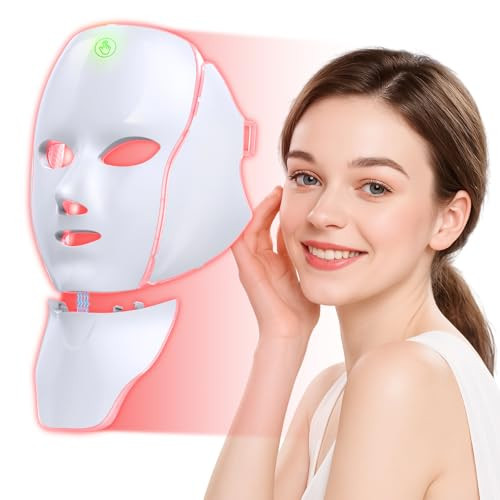 Jwahkg Red Light Therapy Mask For Face 7 Custom Modes With Infrared 'Cordless Led Face Mask & Neck Mask Portable Usb C Rechargeable For Home Use Working Travel Yoga
