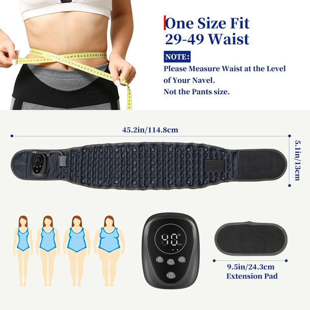 Hongjing Red Light Massage Decompression Belt For Instant Lower Back Pain Relief, Pump Up Lumbar Support Brace Inflatable Back Reliever With Electric Pump, One Sizes Fits 29-49 Waist