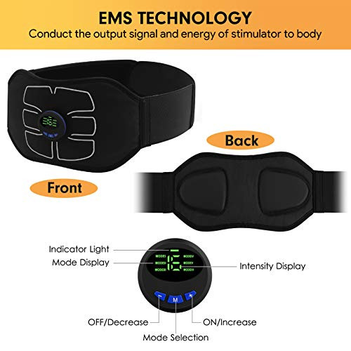 Marcooltrip Mz Abs Stimulator,Ab Machine,Abdominal Toning Belt Workout Portable Ab Stimulator Home Office Fitness Workout Equipment For Abdomen Black