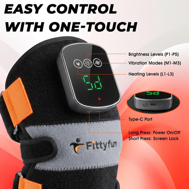 Fittyfun Knee Massager With Heat And Red Light Therapy, Fsa Eligible Hsa Approved 5000Mah Cordless Knee Massager For Knee Pain Relief, 60 Leds Near Infrared Knee Brace, Portable Knee Wrap For Joint/Calf/Elbow