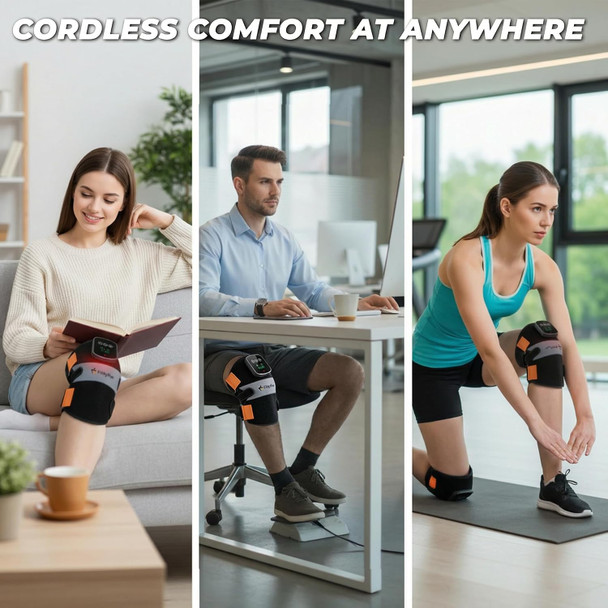 Fittyfun Knee Massager With Heat And Red Light Therapy, Fsa Eligible Hsa Approved 5000Mah Cordless Knee Massager For Knee Pain Relief, 60 Leds Near Infrared Knee Brace, Portable Knee Wrap For Joint/Calf/Elbow