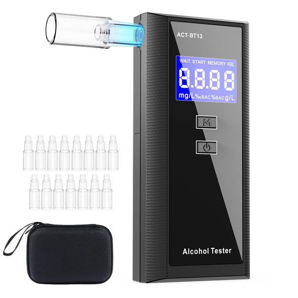 Kelbok Personal Breathalyzer For Alcohol - Portable Alcohol Testers 15 Mouthpieces And Carry Bag, Alcohol Testing Bac Fast Screening Digital Lcd Display Audio Alarm 50 Records For Home Party