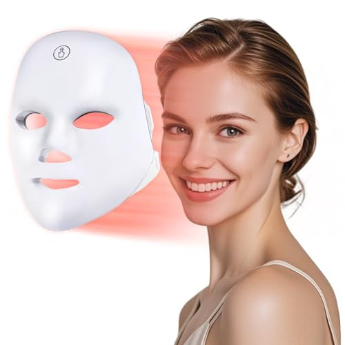Musewish Red Light Therapy For Face,7-1 Colors Led Facial Skin Care Mask, Red Light Mask For Face, Infrared Light Mask Anti-Aging Wrinkle Acne, Rechargeable Portable Home & Travel