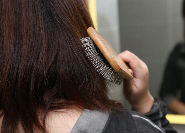 Jyhy Keratin Oil Infused Wooden Brush - Natural Hair Detangler For Improved Growth, Spa Massager With Metal Pins