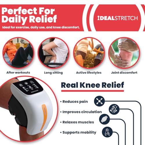 Idealstretch Idealproducts Knee Massager Pro+ With Heat, Red Light Therapy And Vibration, 6-In-1, Dual-Wavelength - Cordless, Portable, Adjustable Straps, Knee Pain Relief
