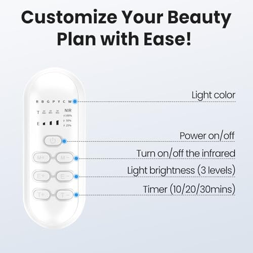 Oiameen Red Light Mask, 7-Clolor Red Light Therapy Mask, 3 Modes Led Face Mask With Near-Infrared 850Nm Timing Storage Bag For Home & Travel, Skin Care, Anti-Aging