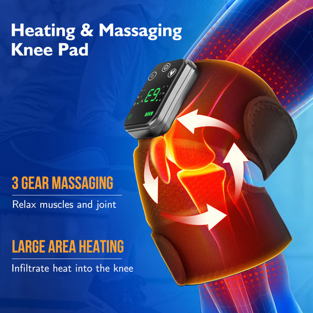 Rohvemj Cordless Heated Knee Massager, Knee Massager With Heat, Knee Massager For Pain Relief, Knee Heating Pad For Knee Pain Relief, Fsa Eligible Hsa, Heated Knee Brace Wrap, Black