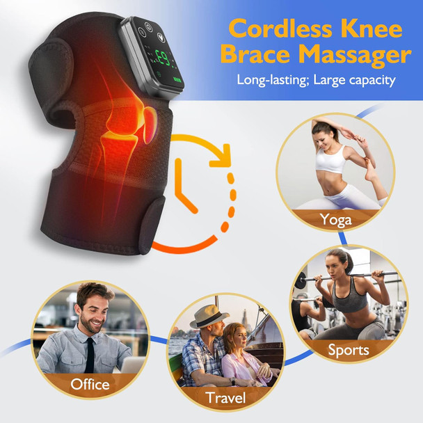Rohvemj Cordless Heated Knee Massager, Knee Massager With Heat, Knee Massager For Pain Relief, Knee Heating Pad For Knee Pain Relief, Fsa Eligible Hsa, Heated Knee Brace Wrap, Black