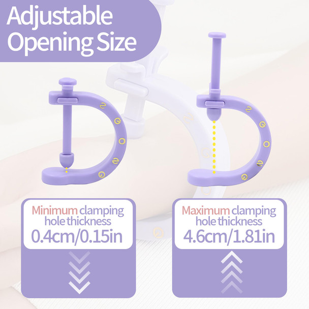 Ornarovi Acupressure Tool Clip With Fixed Clip, Adjustable Acupuncture Manual Massage Tools, Portable Pressure Point Massage Tool For Hand Foot Ear Fatigue Relief (Gray, Purple) 2Pcs