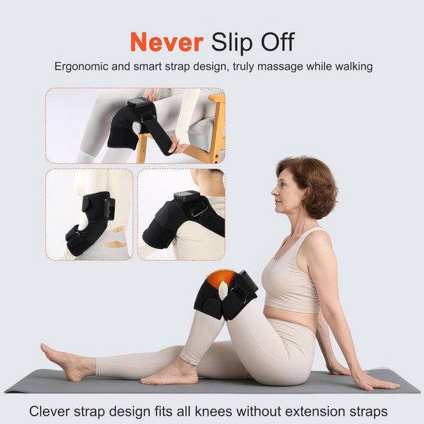 Klugpop Knee Massager With Heat For Pain Relief V5.0[2026 Upgraded] - Electric Cordless Heated Knee Brace With 6 Heat Levels And 3 Vibration Massage Mode, For Men Women (Black, ) 2Pack