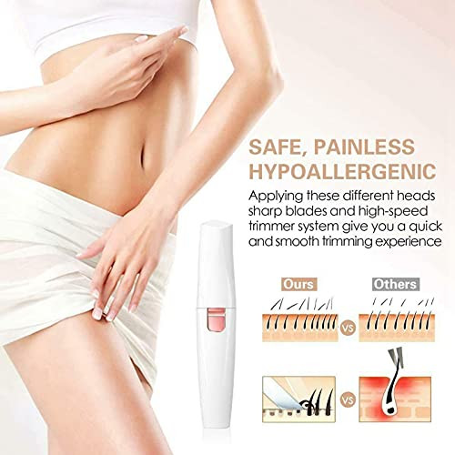Meitrend Facial Hair Remover For Women,Nose Hair Trimmer Rechargeable 2-1 Eyebrow Razor Portable Electric Shaver Painless Hair Remover Device For Face Nose Peach Fuzz Body Beard Lips Chin Female Hair Removal