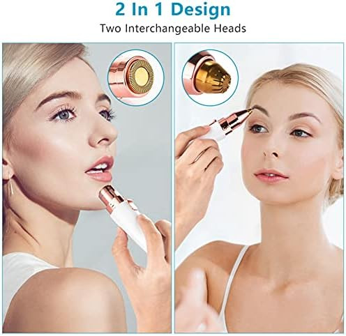 Meitrend Facial Hair Remover For Women,Nose Hair Trimmer Rechargeable 2-1 Eyebrow Razor Portable Electric Shaver Painless Hair Remover Device For Face Nose Peach Fuzz Body Beard Lips Chin Female Hair Removal