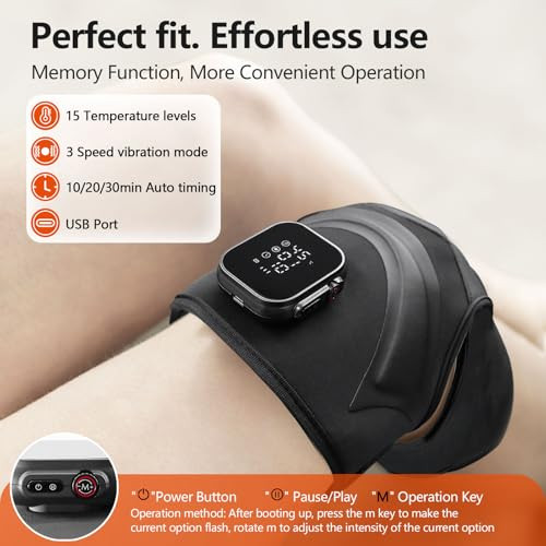 Emicool Cordless Knee Massager With Heat Vibration, Heated Electric Knee Brace Massager For Pain Relief, Muscle Relaxation, 3 In 1 Knee Warmers Wrap For Shoulder Leg Elbow, 4 Motors Christmas s For Dad Mom