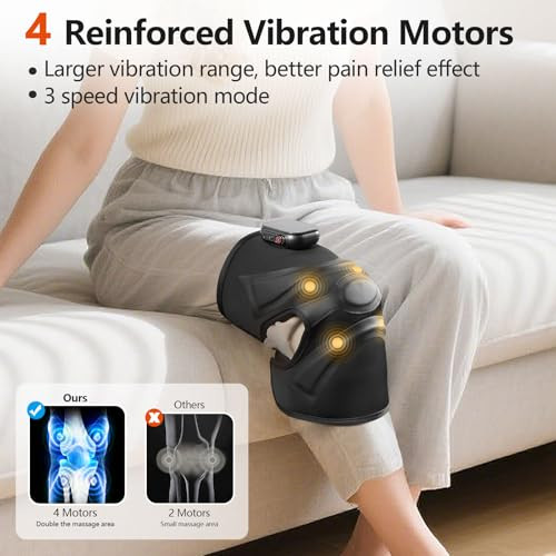 Emicool Cordless Knee Massager With Heat Vibration, Heated Electric Knee Brace Massager For Pain Relief, Muscle Relaxation, 3 In 1 Knee Warmers Wrap For Shoulder Leg Elbow, 4 Motors Christmas s For Dad Mom