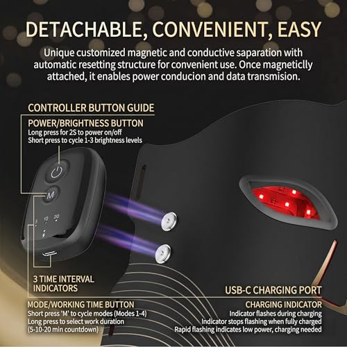 Fangjiayuan Red Light Therapy Mask For Face With 4 Light Modes 850Nm Infrared ,Cordless & Scheduled Led Face Mask For Glowing Skin At Home