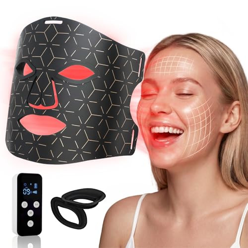 Pravole Red Light Therapy Mask For Face: 4 Modes Led Face Mask For Wrinkles With 850Nm(Nir) & 630Nm Red Light Mask For Glowing Skin At-Home , Infrared Light Mask With 3000Mah Controller, Timer, 276 Led Beads