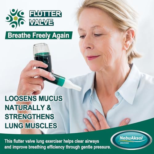Nebuaksol Flutter Valve Breathing Exercise Device For Lungs, Portable Lung Exerciser & Mucus Clearance Device, Adjustable Resistance For Mucus Removal